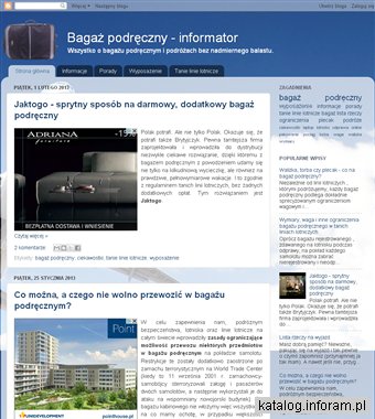 Bagaż podręczny - informator