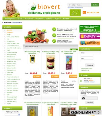 Sklep ze zdrową żywnością Biovert.