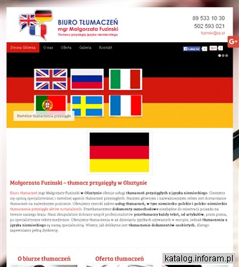 MAŁGORZATA FUZINSKI Tłumaczenie przysięgłe zaświadczeń Olsztyn