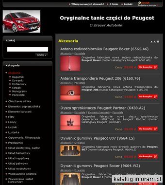 Sklep z tanimi częściami do Peugeot