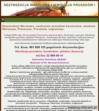 Dezynsekcja Warszawa, zwalczanie prusaków karaluchów, Piaseczno, Pruszków, Legionowo
