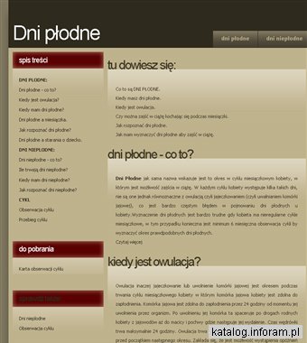 Dni płodne - strona dla kobiet z kalendarzem dni płodnych.