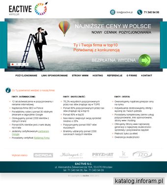Pozycjonowanie stron WWW oferuje firma Eactive