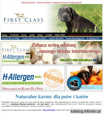 Karmy dla psów i kotów - First Class Polska