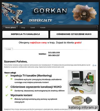 Gorkan - inspekcja TV, kamery do rur, sprzedaż kamer do kanalizacji