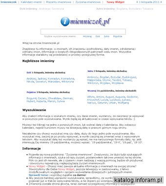 Imienniczek - daty imienin, pochodzenie imion i znaczenie imion