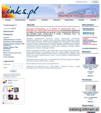 Gellex - atramenty do drukarek, systemy stałego zasilania, papiery fotograficzne