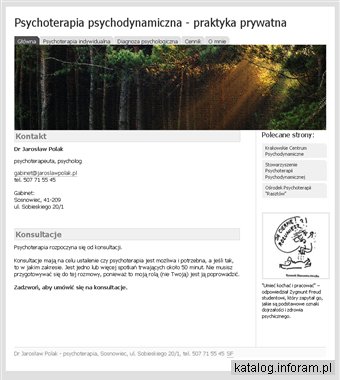 Dr Jaroslaw Polak - psychoterapia psychodynamiczna Sosnowiec