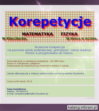 Korepetycje Matematyka Fizyka Kluczbork
