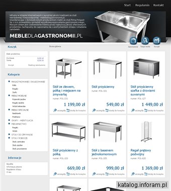 Wyposażenie do gastronomii ze stali nierdzewnej i kwasoodpornej