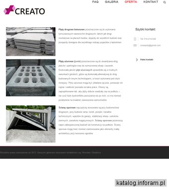 Ściany oporowe, płyty ażurowe, płyty drogowe betonowe - Creato