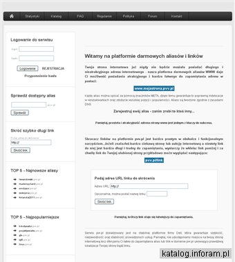 pvv.pl - Darmowe aliasy i skracacz linków