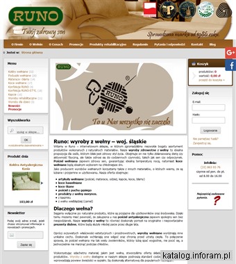 www.sklep.runo.com.pl kołdry wełniane