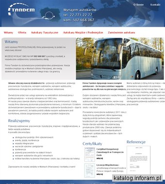 Tandem. Wynajem autokarów. Ścieżka A. autokar Warszawa