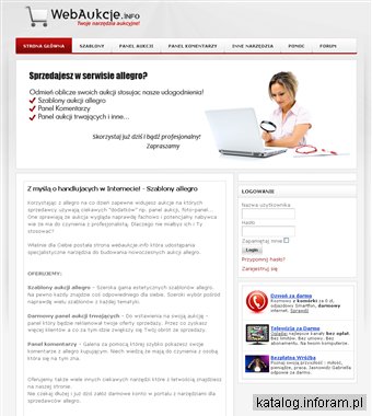 Szablony aukcji panel allegro