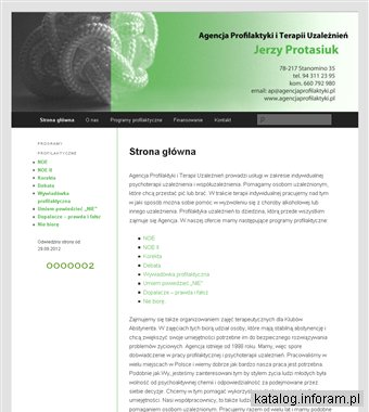 Strona internetowa Agencji Profilaktyki i Terapii Uzależnień Jerzy Protasiuk