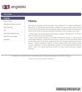 Strona informacyjna na temat języka angielskiego