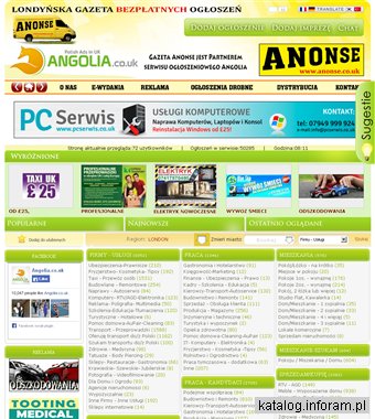 Angolia.co.uk to ogólnotematyczny serwis ogłoszeniowy kierowany do Polonii w Wielkiej Brytanii