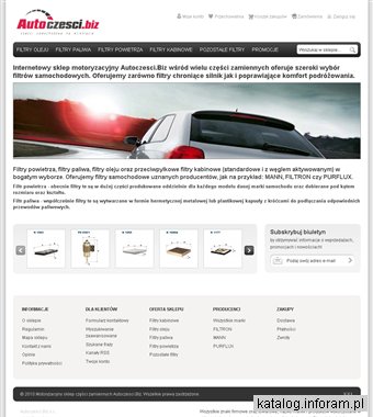 Auto Części - filtr paliwa, oleju, powietrza, kabinowy