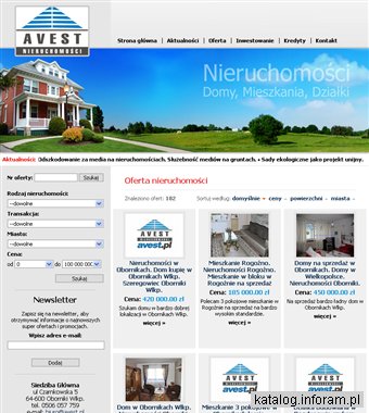 Avest - nieruchomości w Obornikach, biuro w Obornikach i Poznaniu