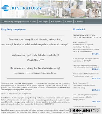 Certyfikatorzy - certyfikat energetyczny