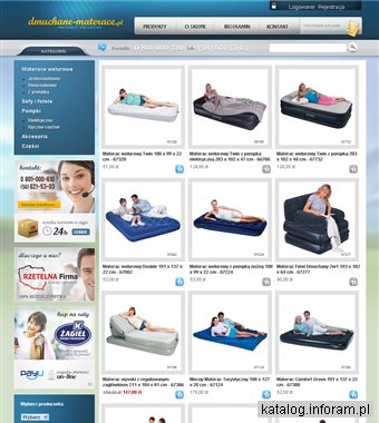 Dmuchane materace welurowe, Intex i Bestway, materace przenośne i pompki