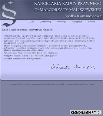 KANCELARIA RADCY PRAWNEGO DR MAŁGORZATY MALISZEWSKIEJ SPÓŁKA KOMANDYTOWA dochodzenie roszczeń