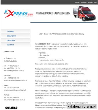 EXPRESS-TEAM SEBASTIAN KOWOLIK transport międzynarodowy śląskie