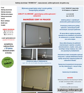 Gabloty aluminiowe, ogłoszeniowe, arabeska