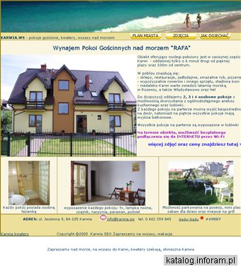 Karwia Rafa wynajem pokoi gościnnych nad morzem