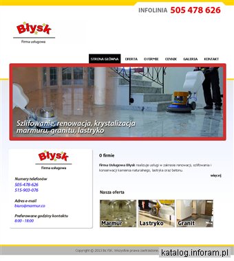 Szlifowanie krystalizacja renowacja MARMURU GRANITU LASTRYKO