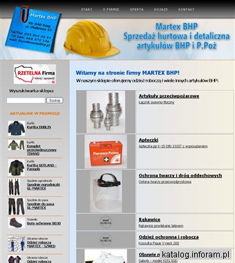 Sklep i hurtownia, ubrania robocze MARTEX BHP
