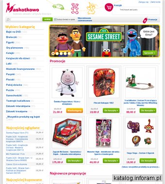 Maskotki, gry planszowe, puzzle i inne zabawki