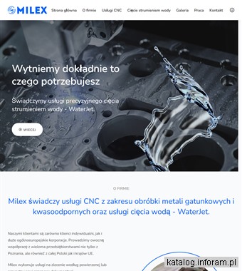 Cięcie strumieniem wody - Milex