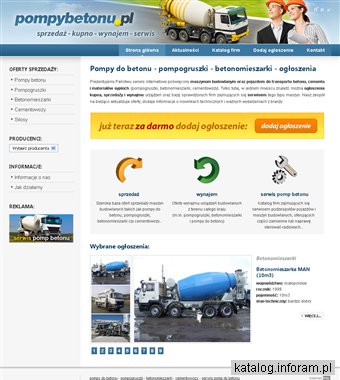 Używane pompy betonu, pompogruszki, betonomieszarki