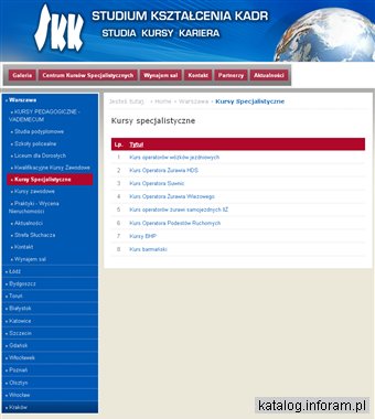 Kursy specjalistyczne, kwalifikacje zawodowe, szkolenia