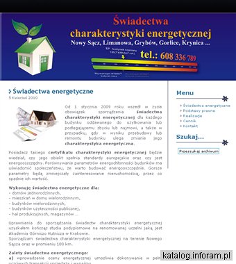 Świadectwa energetyczne Nowy Sącz, małopolska