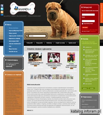 Serwis miłośników psów, gdzie psy i szczenięta skupiają społeczność.