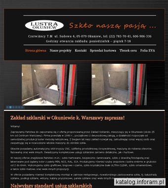 Zakład szklarski Czerwińscy T.M. hurtownia szkła Warszawa