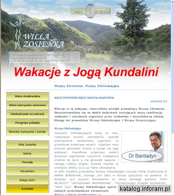 Wczasy Zdrowotne, Wczasy Odchudzające - WILLA ZOSIEŃKA