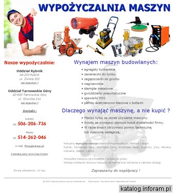 Wypożyczalnia maszyn budowlanych Tarnowskie Góry